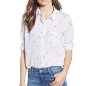 RAILS XS Taylor Little Paris Motif White Pinstripe Eiffel Tower Bicycle Whimsy